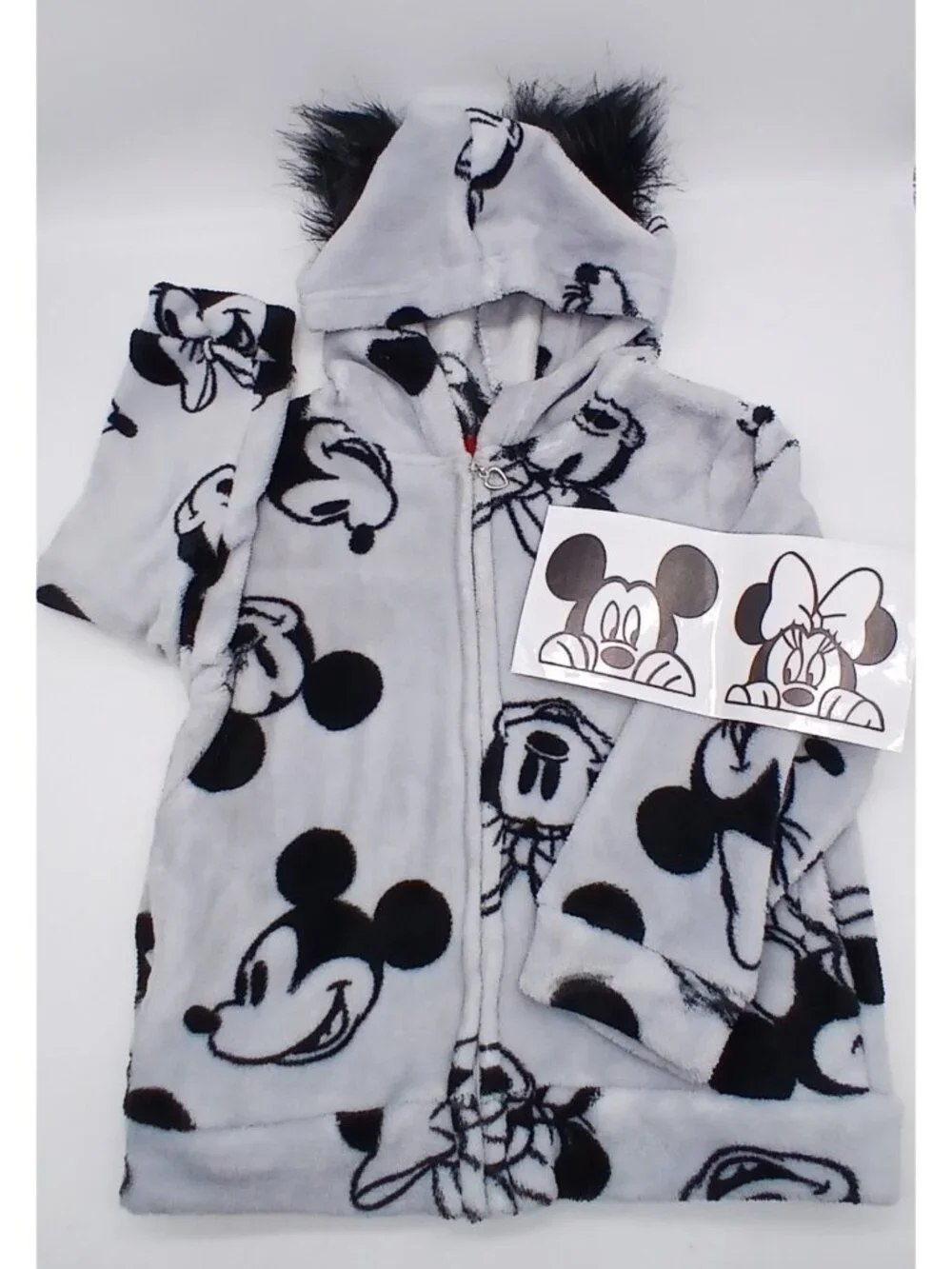 Disney Junior Mickey Minnie Mouse Youth 4T Black Gray Hooded Zipper Jacket